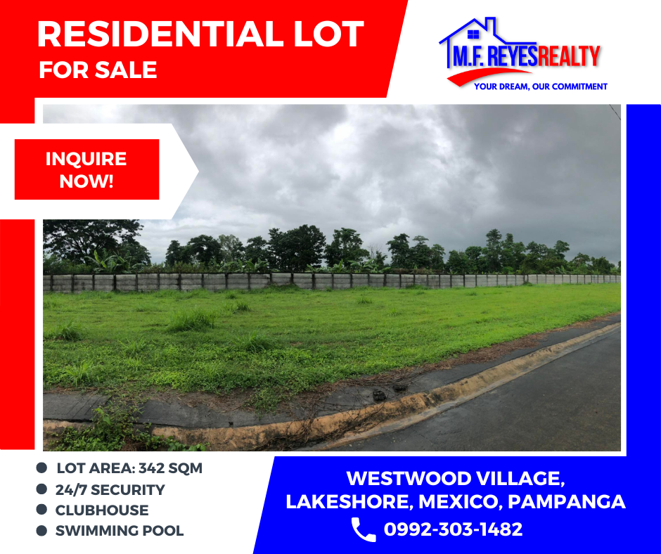 FOR SALE | 342 sqm Lot at Westwood Village, Lakeshore, Mexico, Pampanga