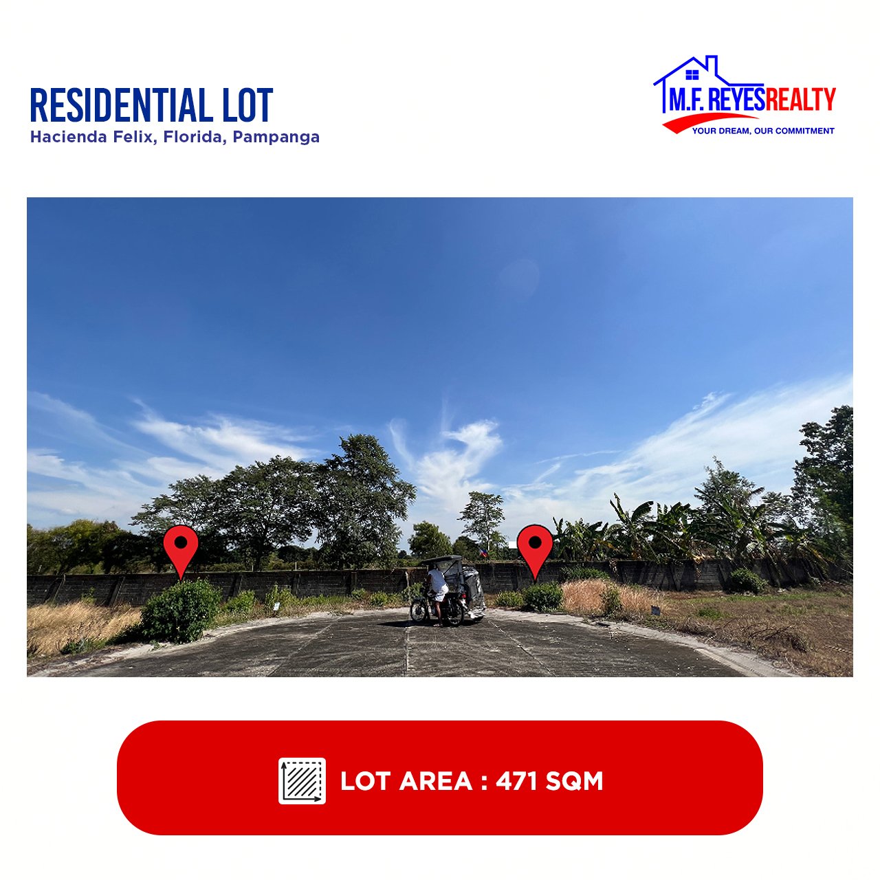 FOR SALE | 471 sqm |  Hacienda Felix, Florida, Pampanga  (Near BASA Airbase).