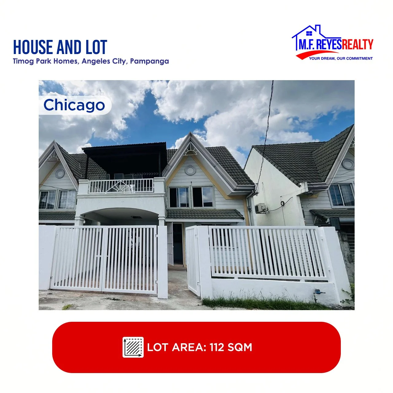 FOR SALE | Chicago - 3BR House at Timog Park Homes, Angeles City 