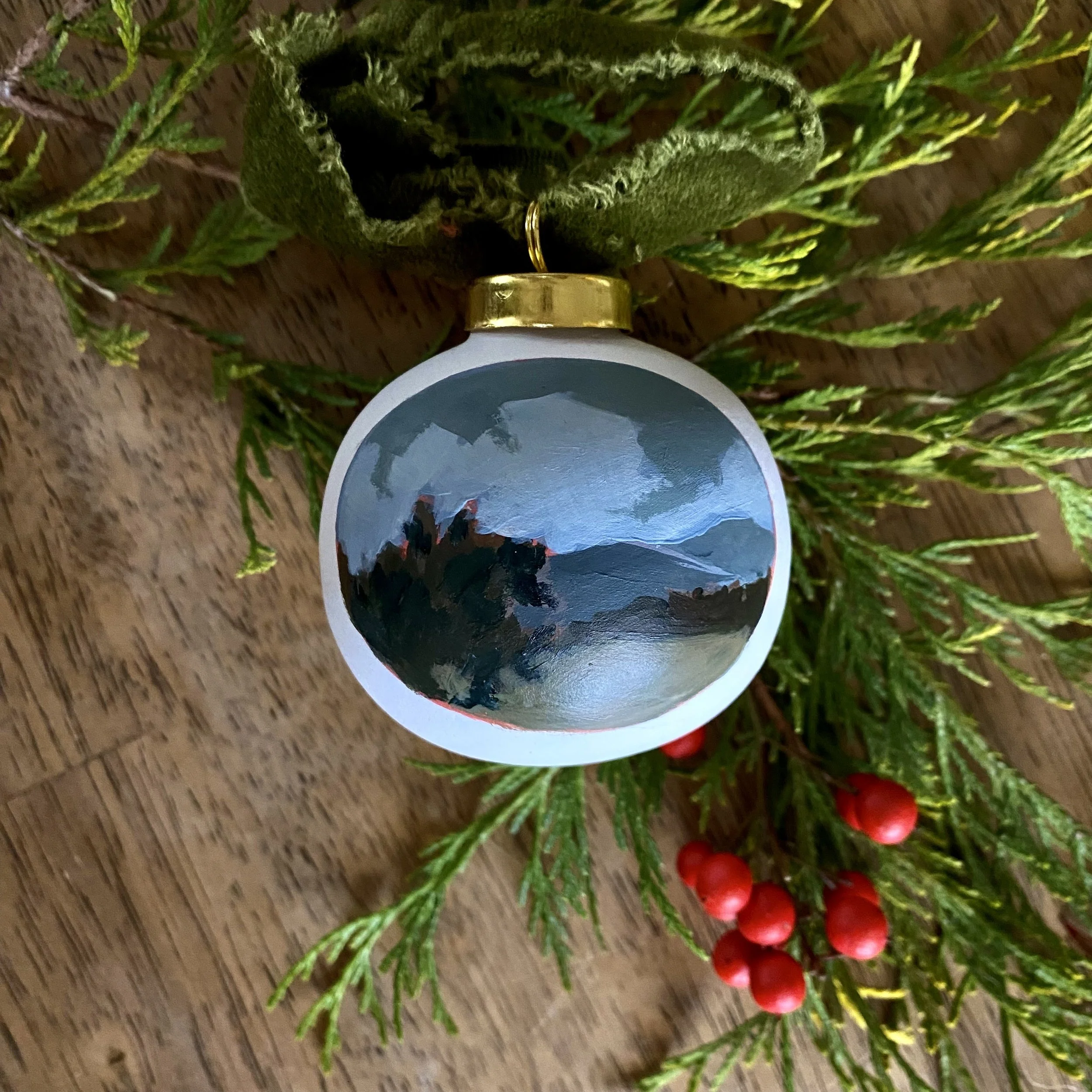 Bulb Ornament w/ Green Ribbon