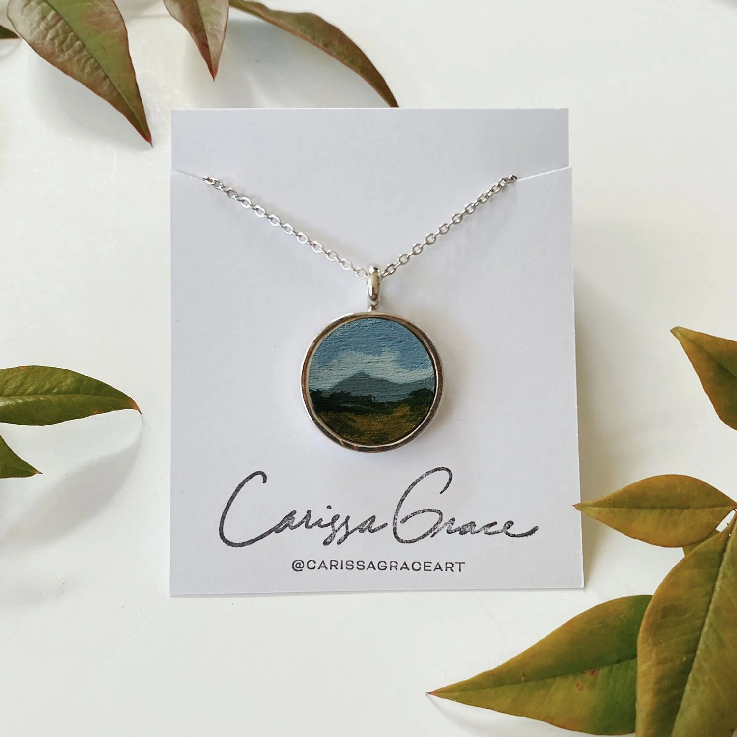 Landscape Necklace - 18” Silver Circle