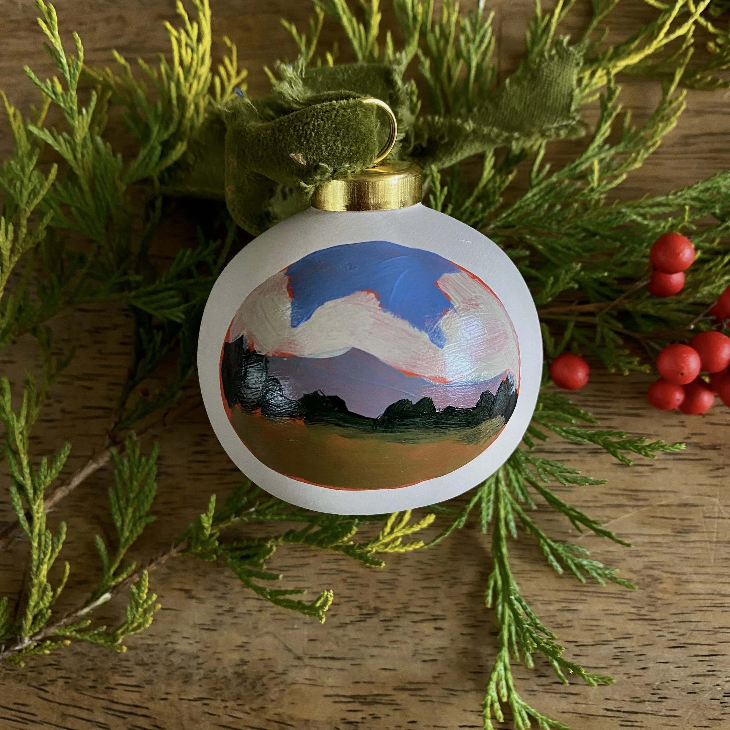 Bulb Ornament w/ Green Ribbon