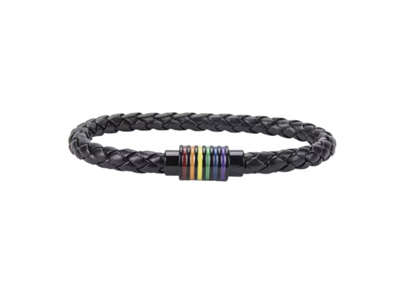Faux Leather Rainbow Bracelet Black Buckle