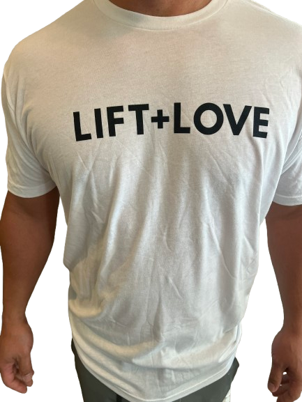 Lift + Love Block Logo Shirt-White