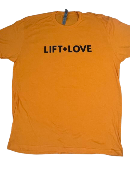Lift + Love Block Logo Shirt-Bright Orange