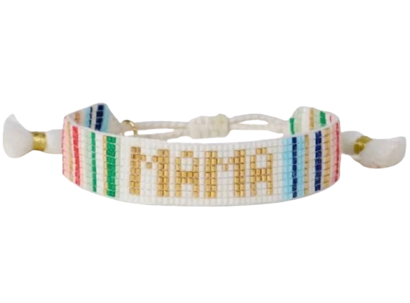 "Mama" Adjustable Rainbow Beaded Bracelet