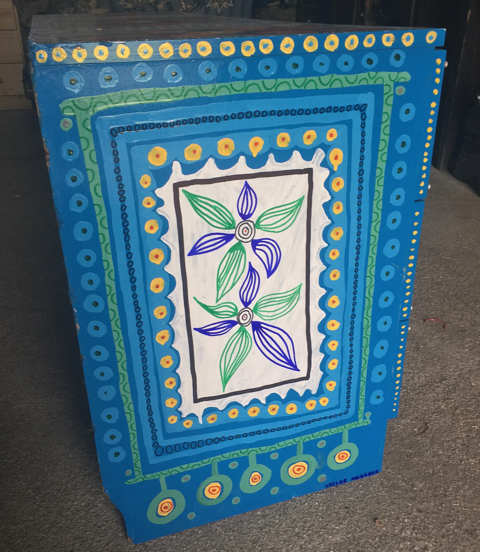 Colourful painted wooden drawers by Taylor Meagher