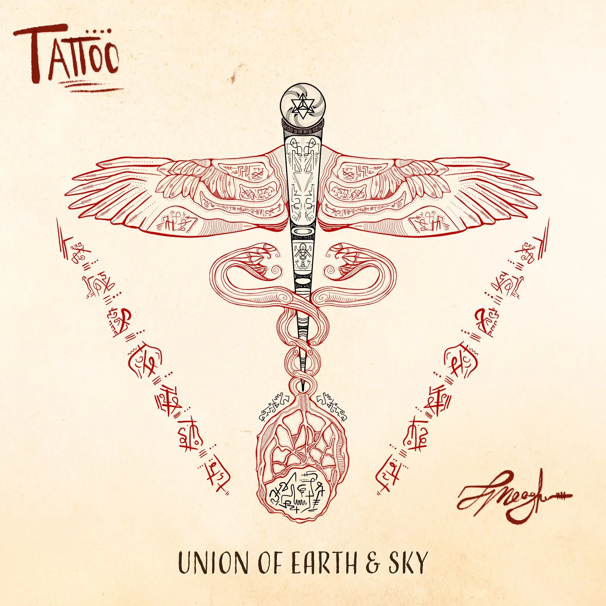 Union of Earth and Sky commissioned digital tattoo design by Australian artist Taylor Meagher