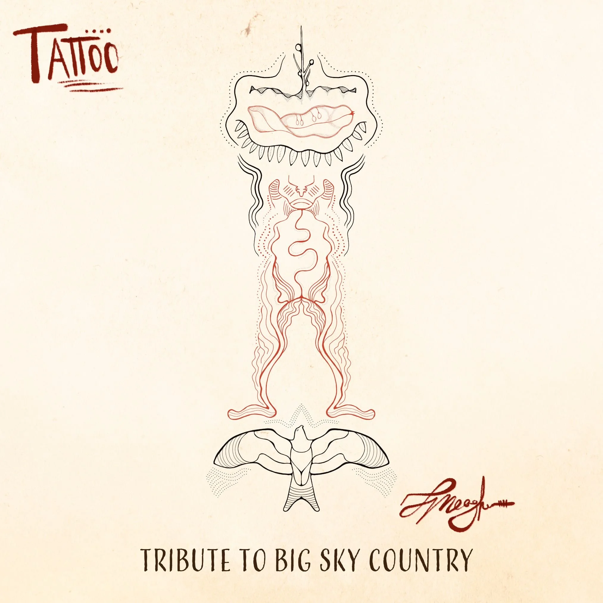 Tribute to Big Sky Country digital tattoo design by Australian artist Taylor Meagher