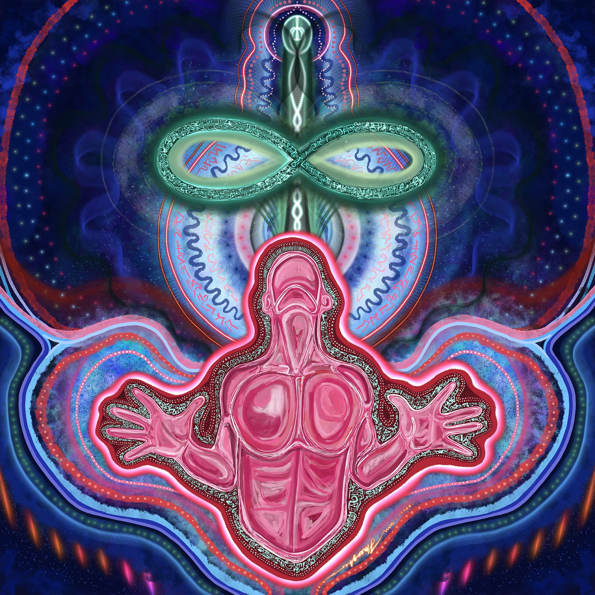 Cosmic Love Antenna, commissioned digital artwork created as a book cover illustration by Australian artist Taylor Meagher