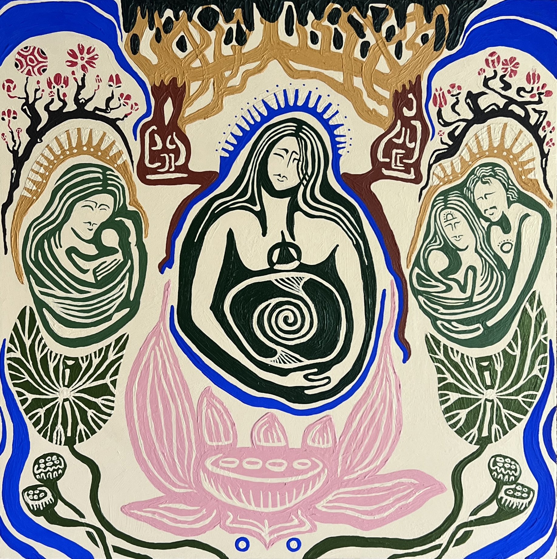 Matrescence, a symbolic artwork celebrating motherhood and matrescence, commissioned as a gift for a birthing mother by artist Taylor Meagher