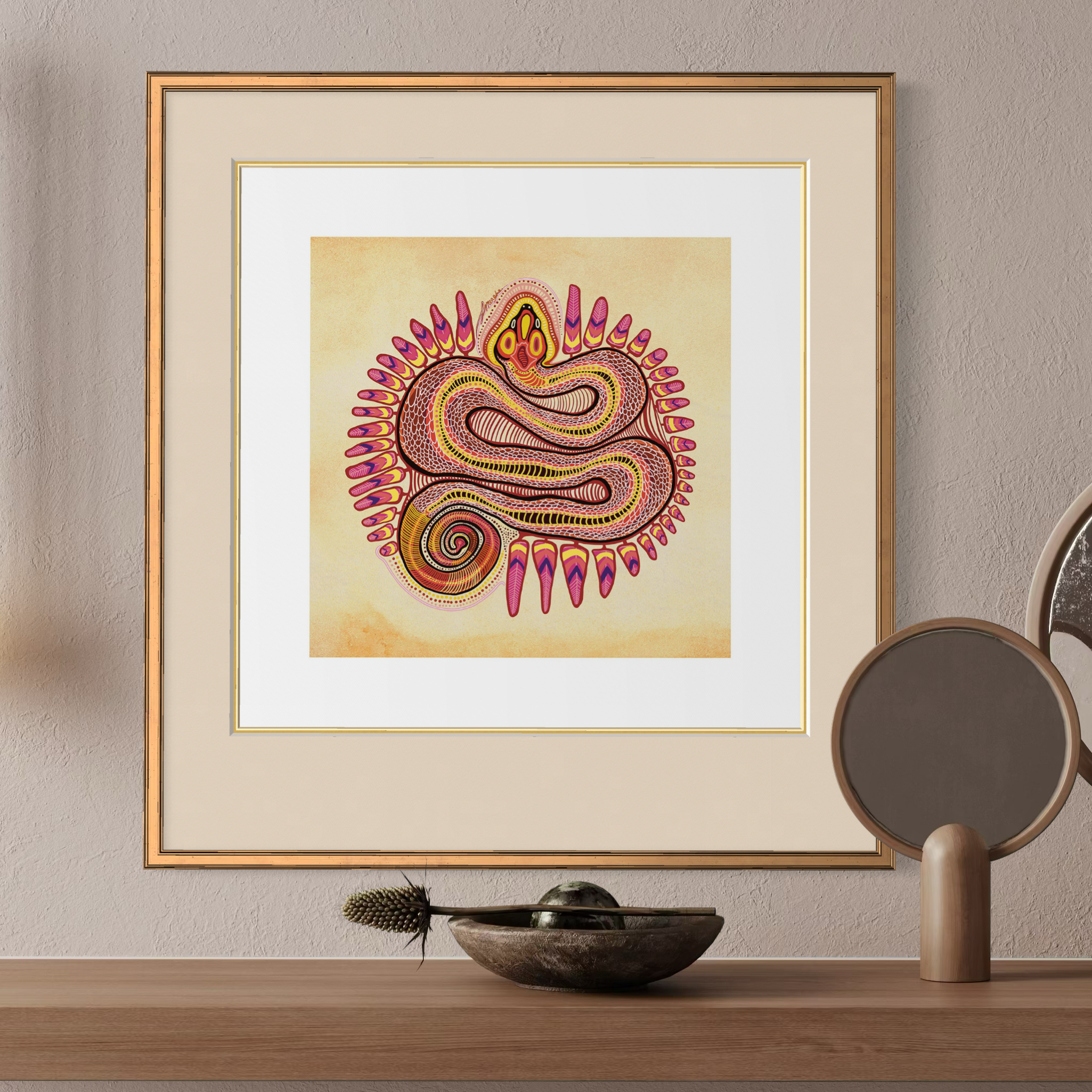 Red Feathered Cosmic Womb Serpent - Fine Art Print