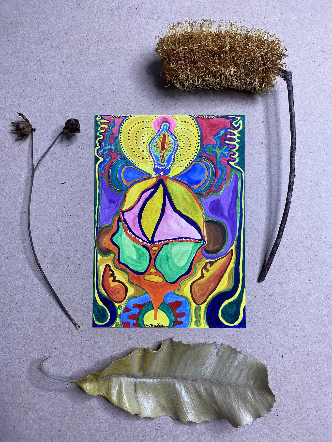 Original Watercolour Paper Artwork: "The Altar of the Vulva" (2017)
