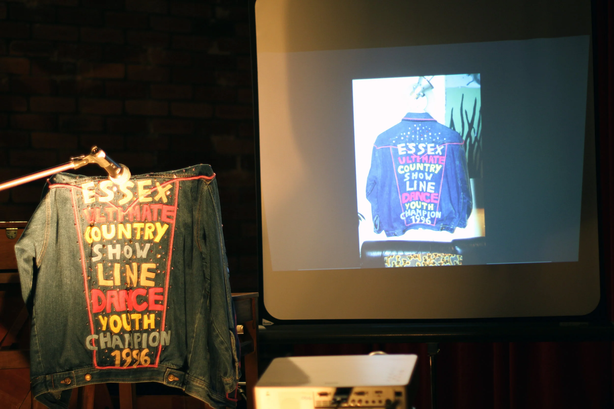 Amateur Cowboy, performance with denim jacket covered in rhinestones and slideshow, 2013 (05).jpg
