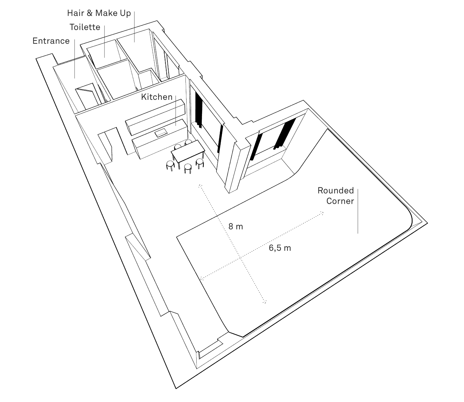 Velt Studio Mietstudio 3D Isometrie Ansicht