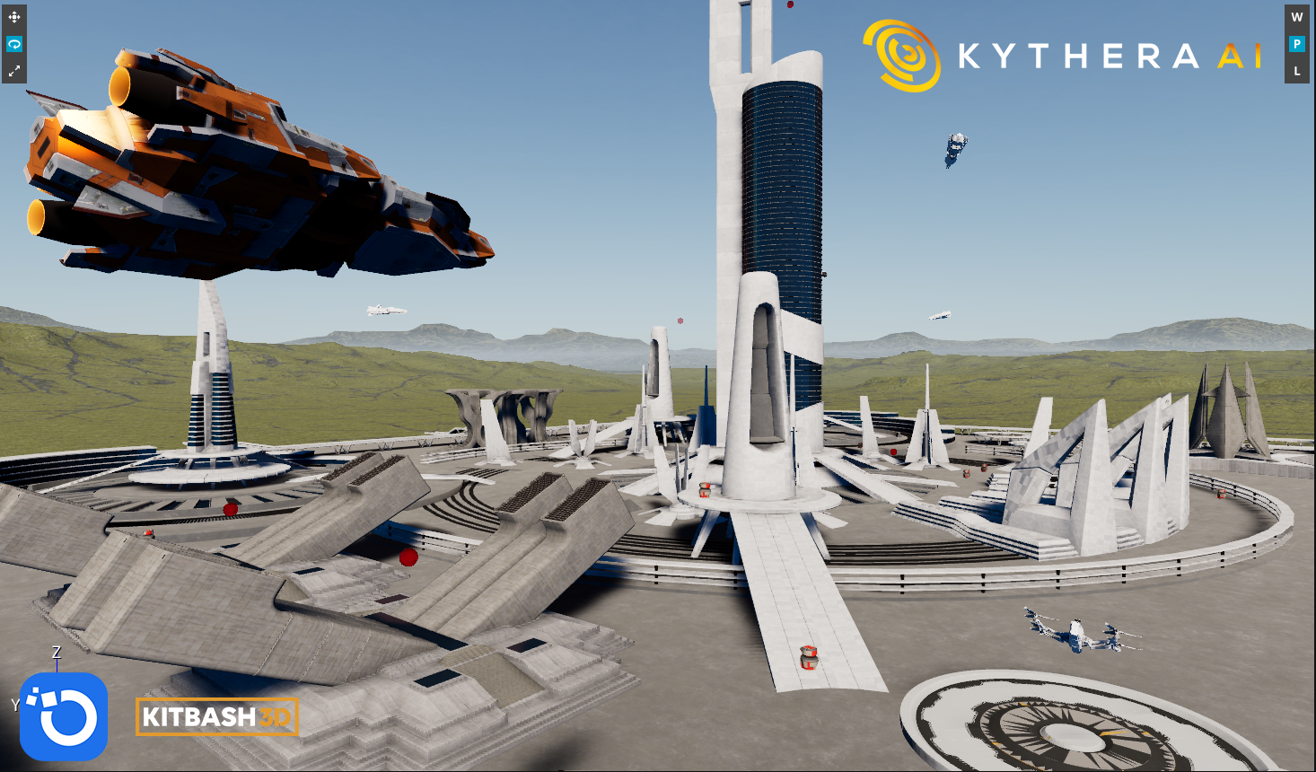 An AI spaceship navigates Kythera City