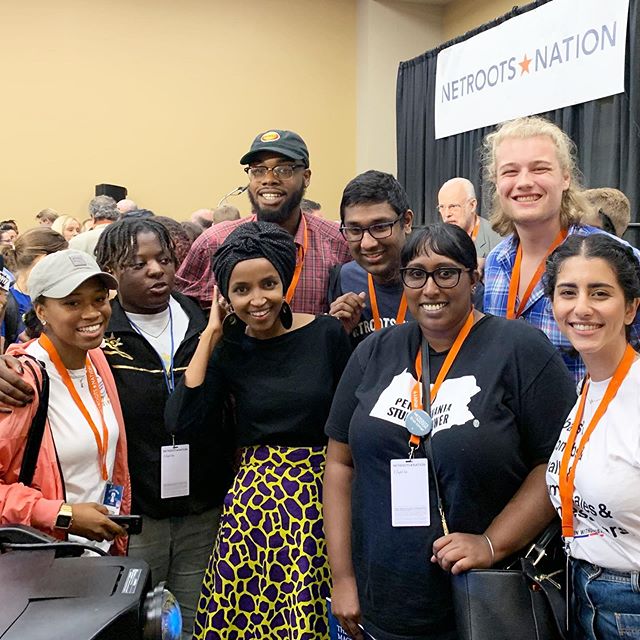 The squad huddled up with @ilhanmn and @elizabethwarren to talk up how young people can lead the movement to cancel student debt and make college accessible &amp; equitable for all! #2020moves #comegetit #youthpower #collegeforallpa