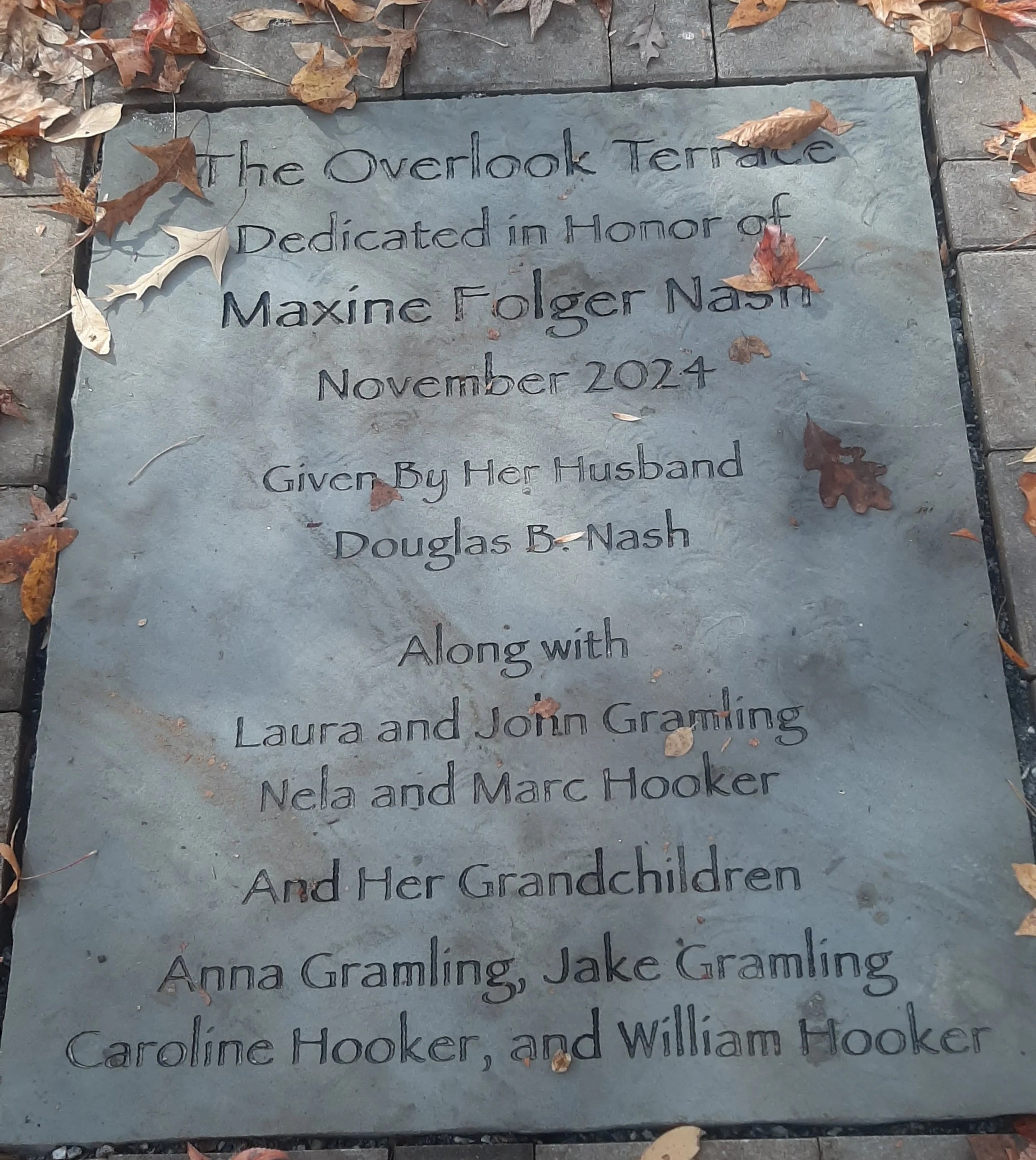 The Overlook Terrace is Dedicated the first week of November.