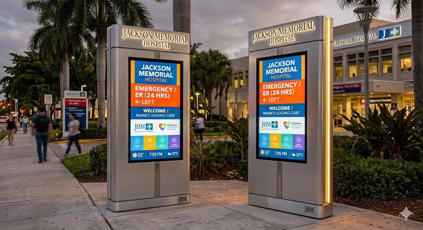 The Future of Hospital Wayfinding: 75" Technology-Oriented Interactive Media Kiosks For Hospital Industries
