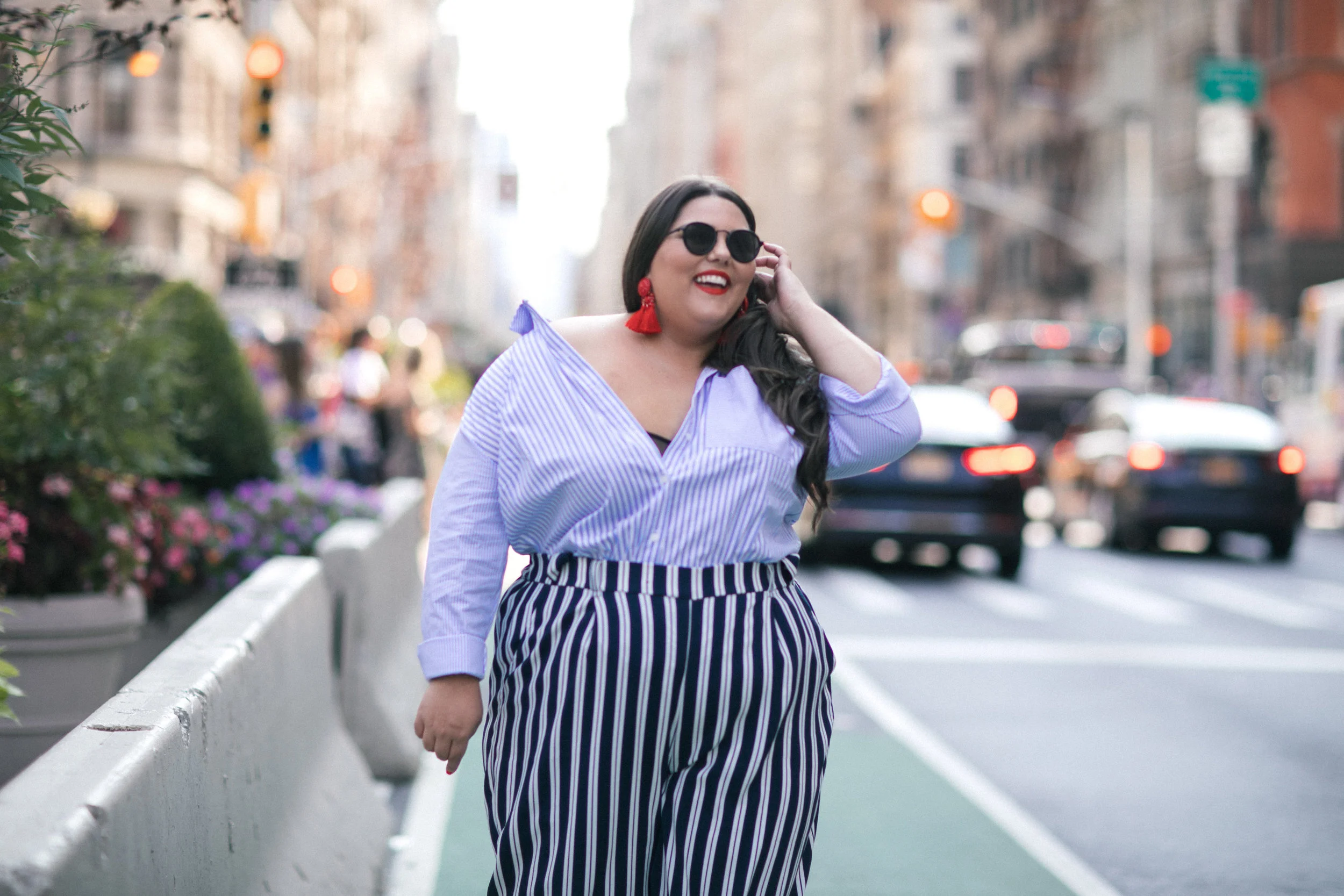 new look curve striped shirt and cullottes