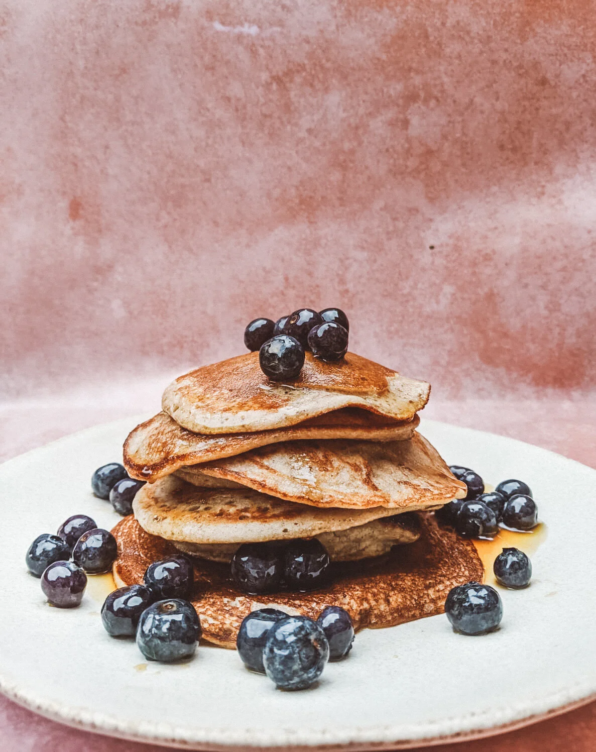 Fluffy Buckwheat pancakes with Sticky Maple Blueberries