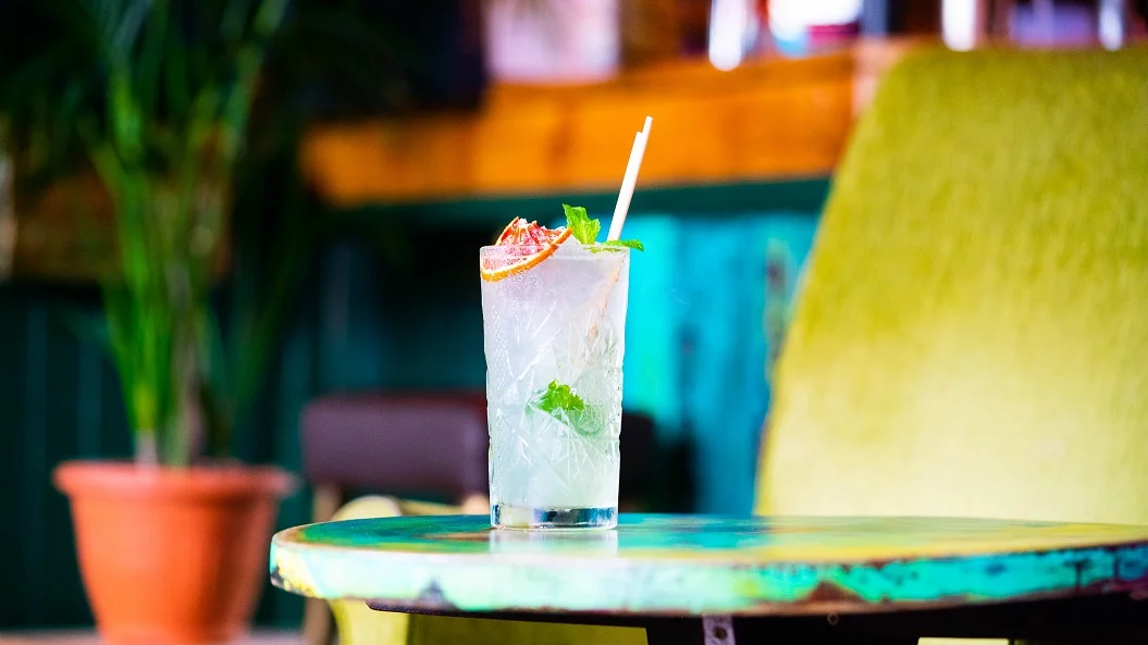 S&M BLOOD ORANGE MOJITO : Don Q Cristal Rum, Solerno Blood Orange Liqueur, Lime Juice and Mint, topped with Soda