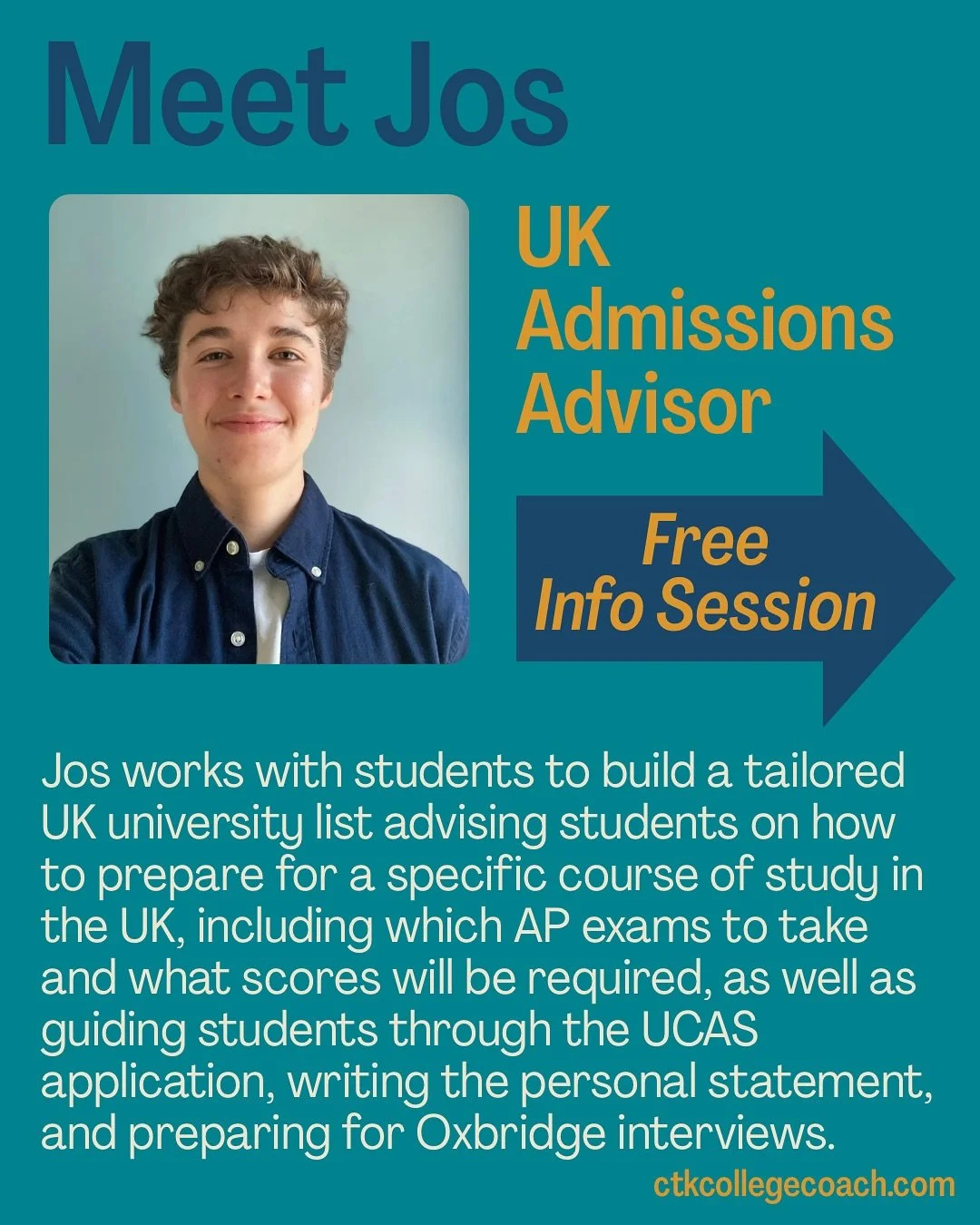 Have you been considering applying to universities in the UK? Don't miss this Thursday's free information session with our new admissions expert on all things UK, Jos Brophy. Register at the link in my bio. #ukcolleges #oxforduniversity #collegeadmis