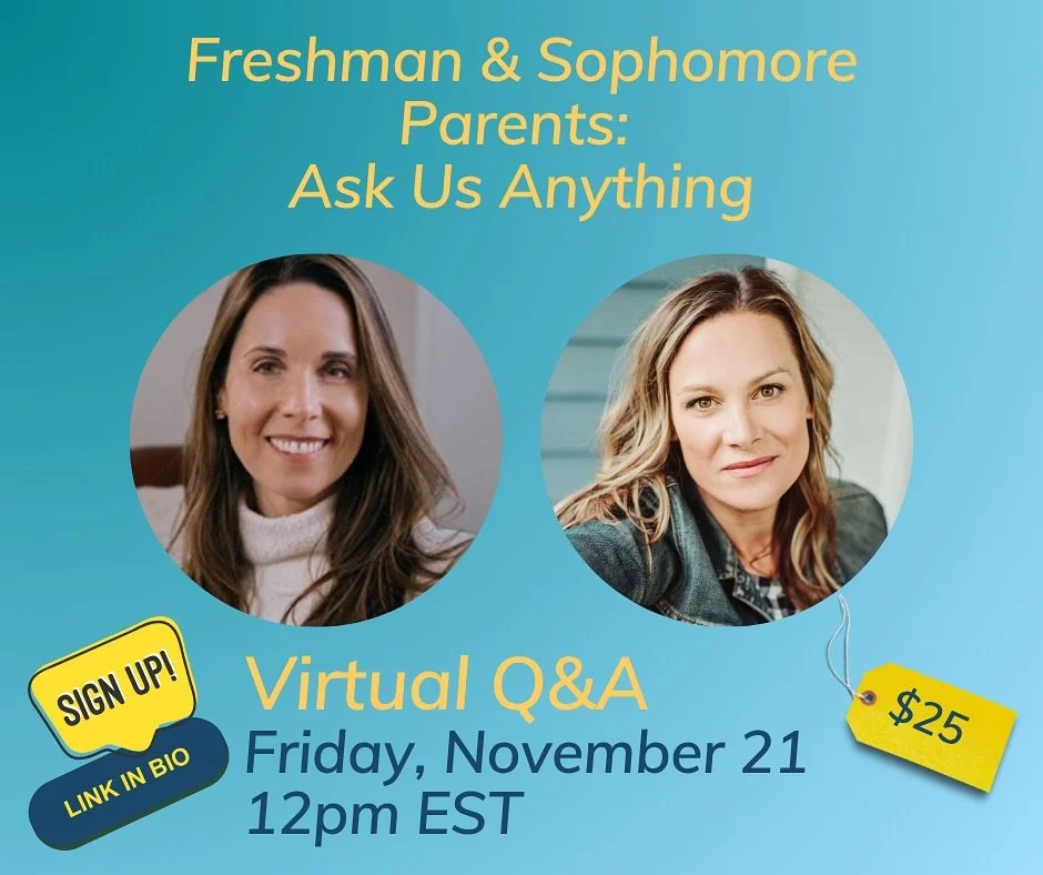 Parents of Freshmen &amp; Sophomores: Join us on Friday November 12pm EST for a virtual Q&amp;A on college prep guidance and admissions trends. Register at link in bio. #collegeprep #collegecounseling #collegeadmissions