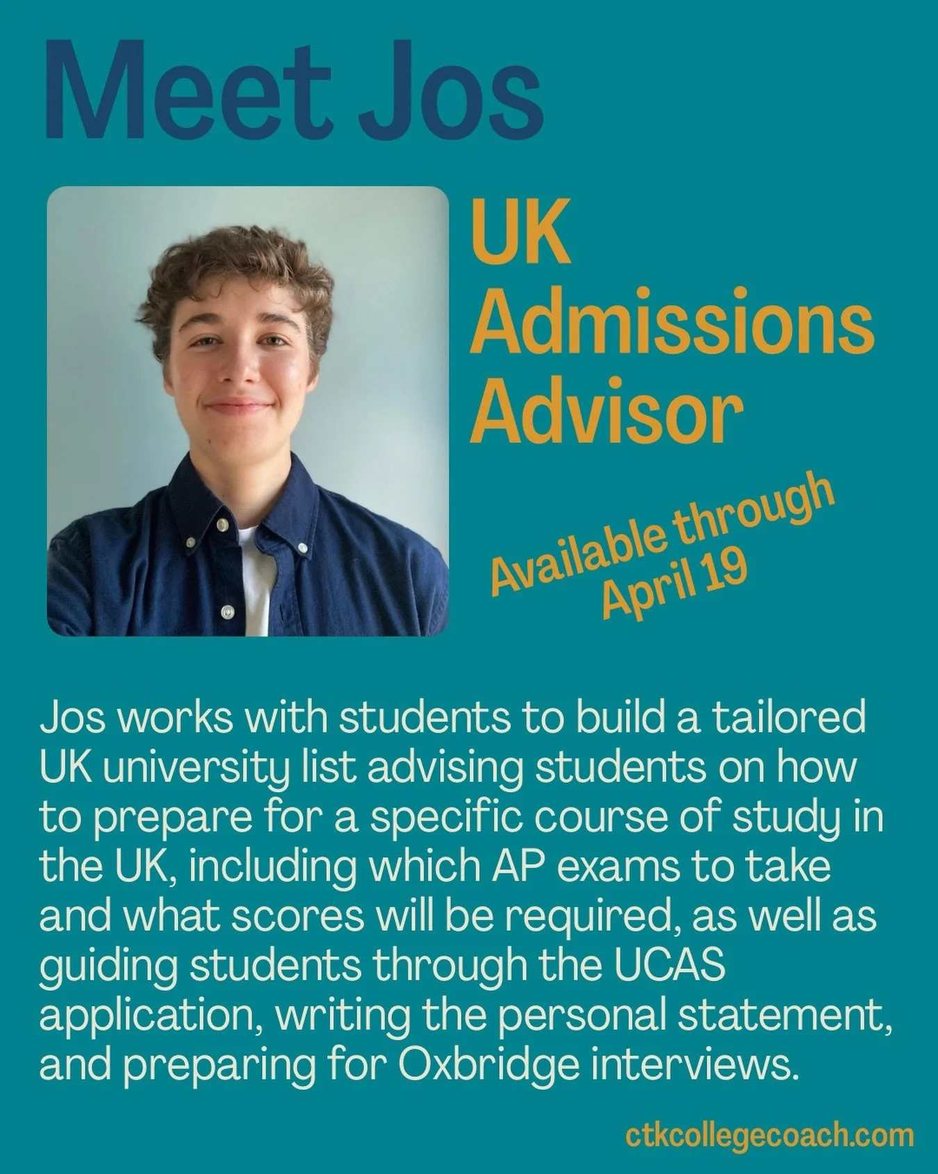 Jos is back stateside for a few weeks and available for consultations on all things UK admissions through April 19. #oxforduniversity #collegeadmissions #collegecoaching