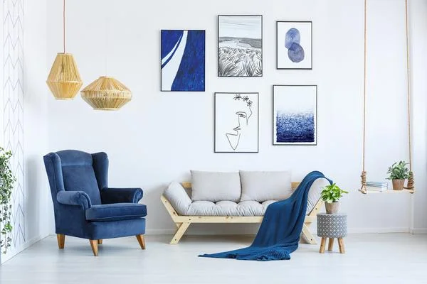 Poster wall featuring designs from our Nordic Sea Collection .