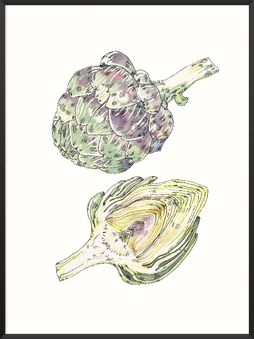 Foods that will save the planet article. Image of Vintage Hand Painted Artichoke poster