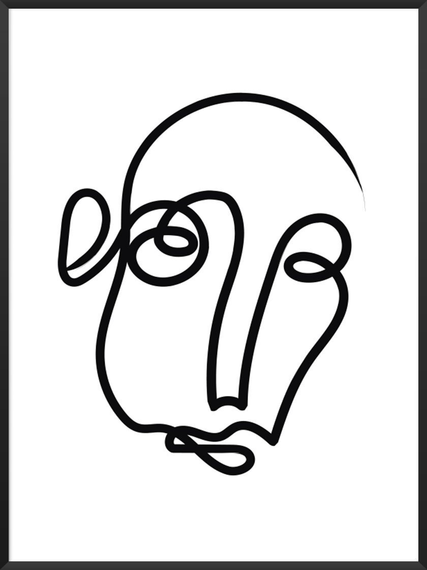 Arranging your room article. Image of One Line Art Face poster