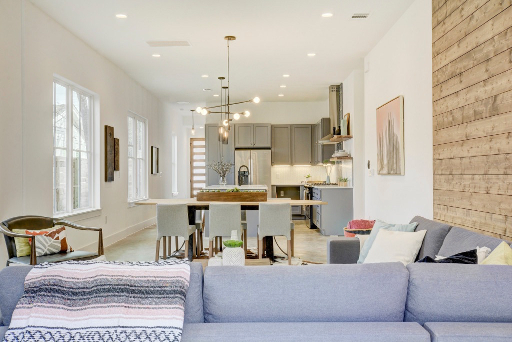 Living room open to dining area and kitchen