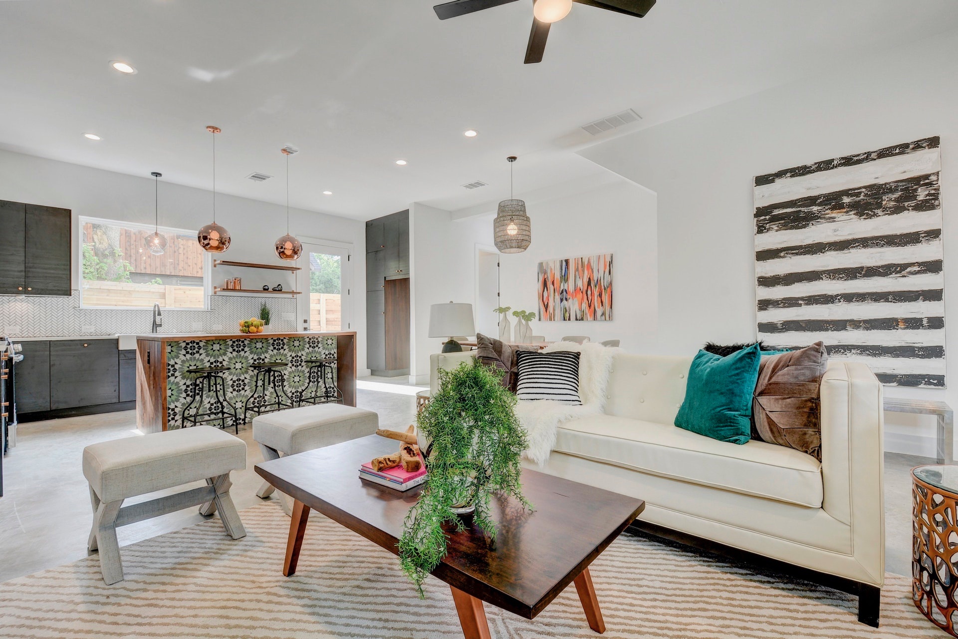 Living room open to kitchen