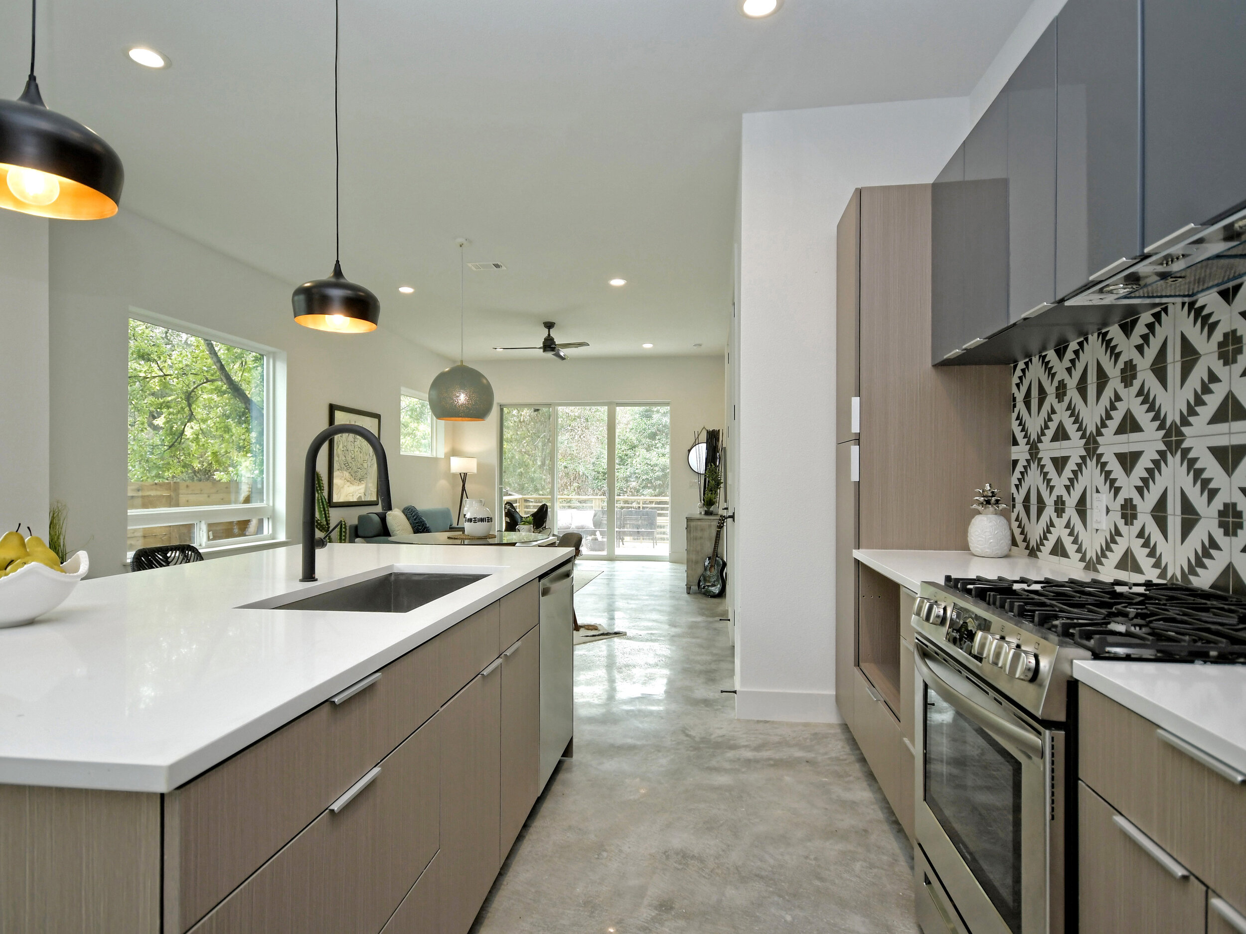 Open kitchen and island