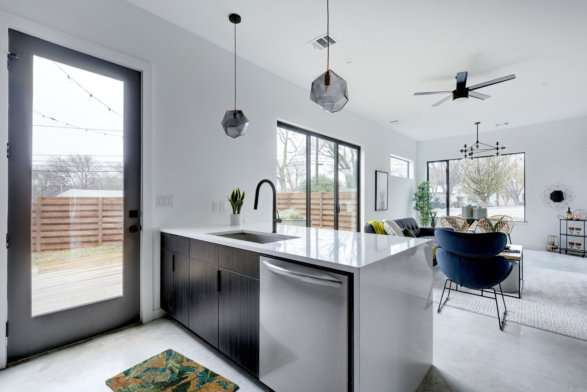 Kitchen open to living room