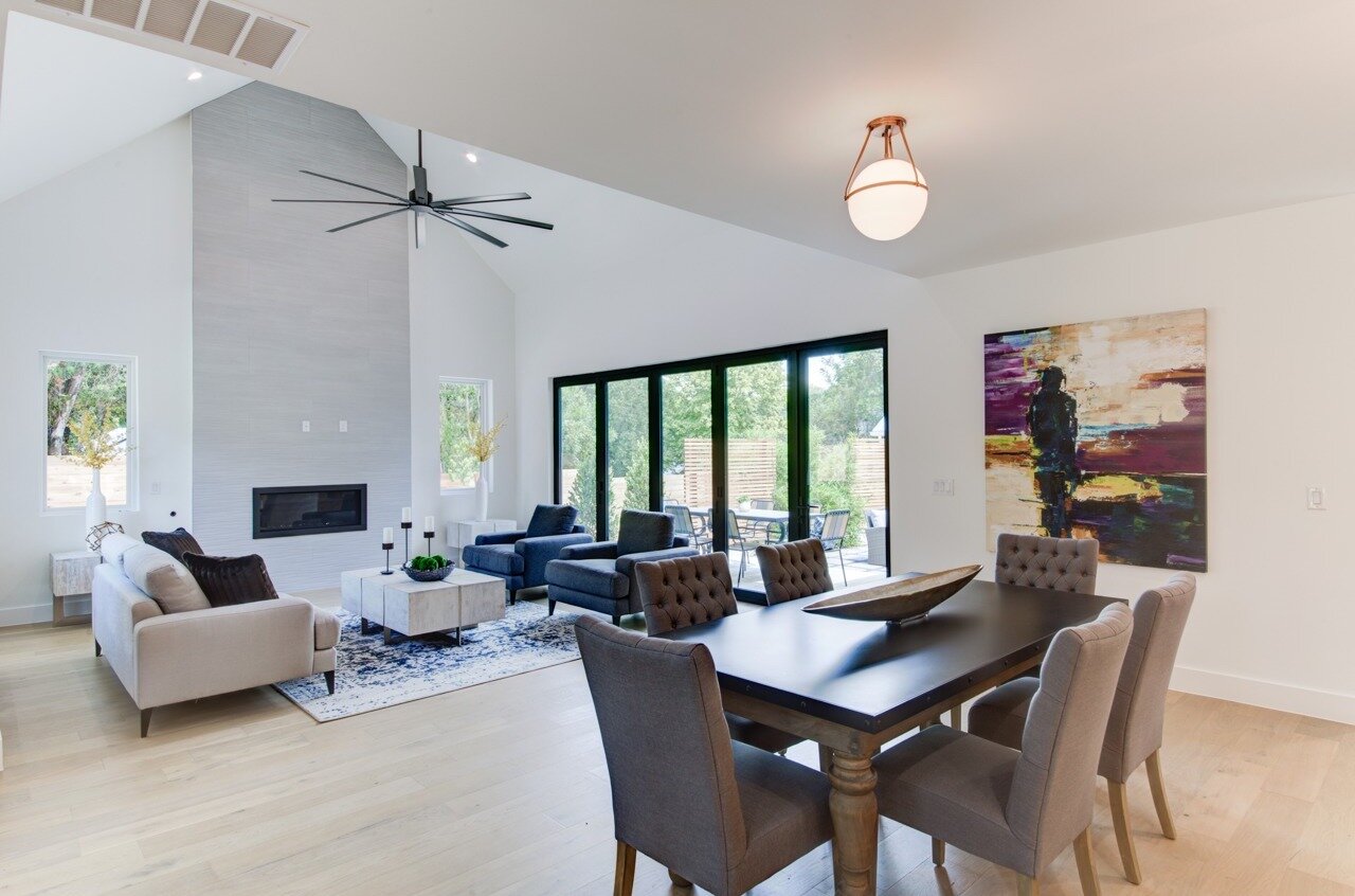 Dining area and living room