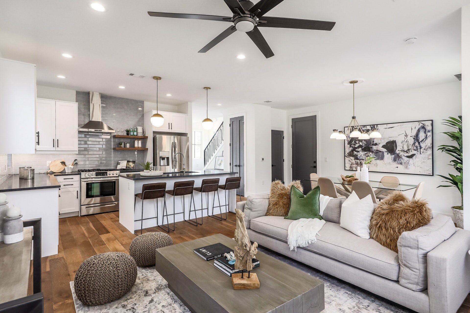 Open concept living room and kitchen