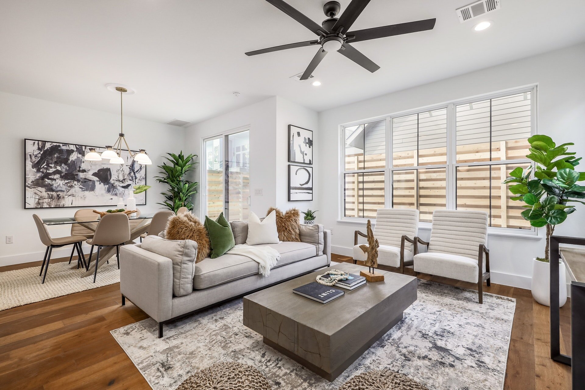 Living room and dining area