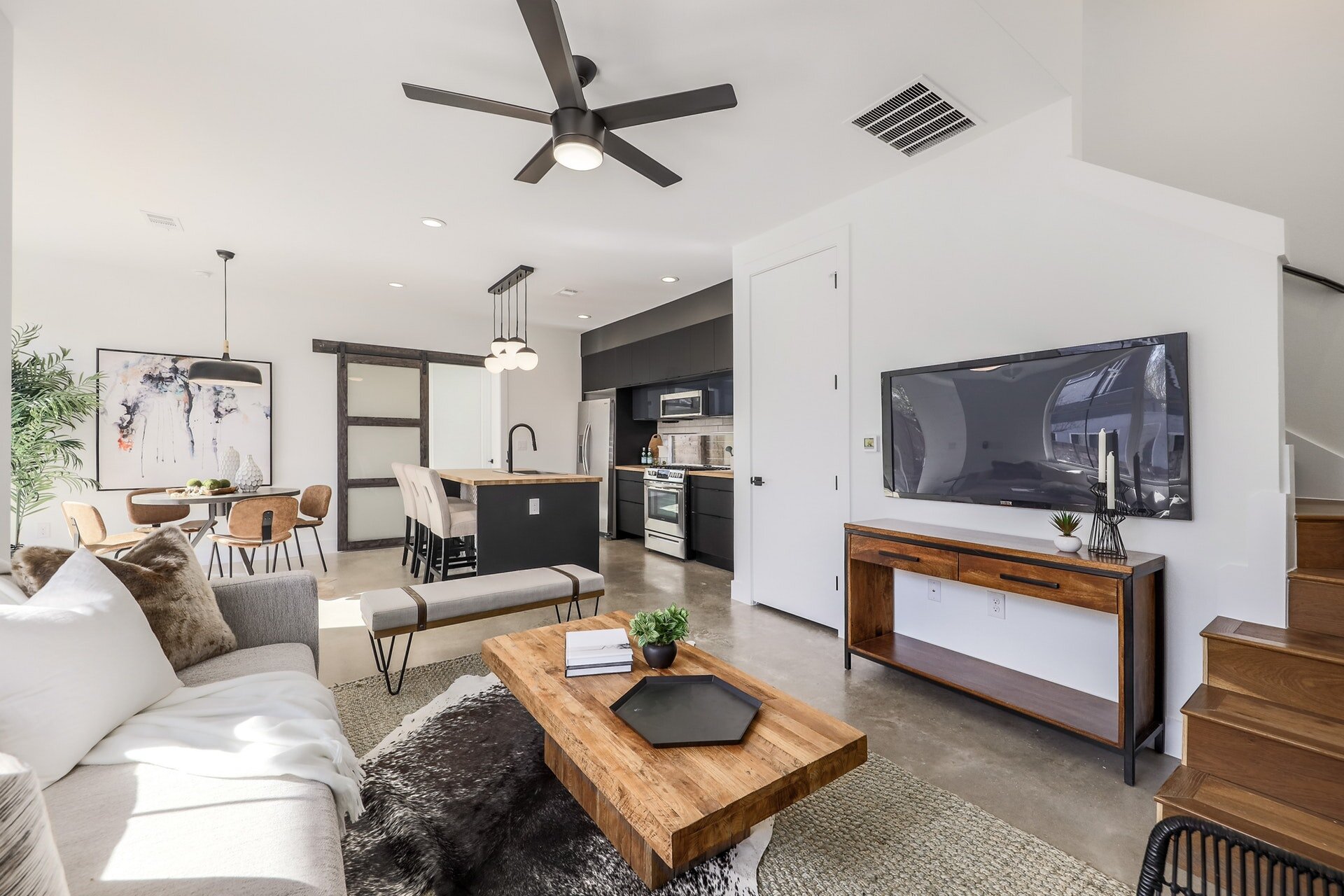 Living room open to kitchen