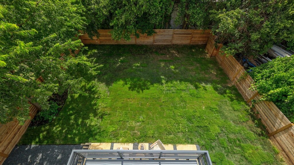 View from above of the large backyard