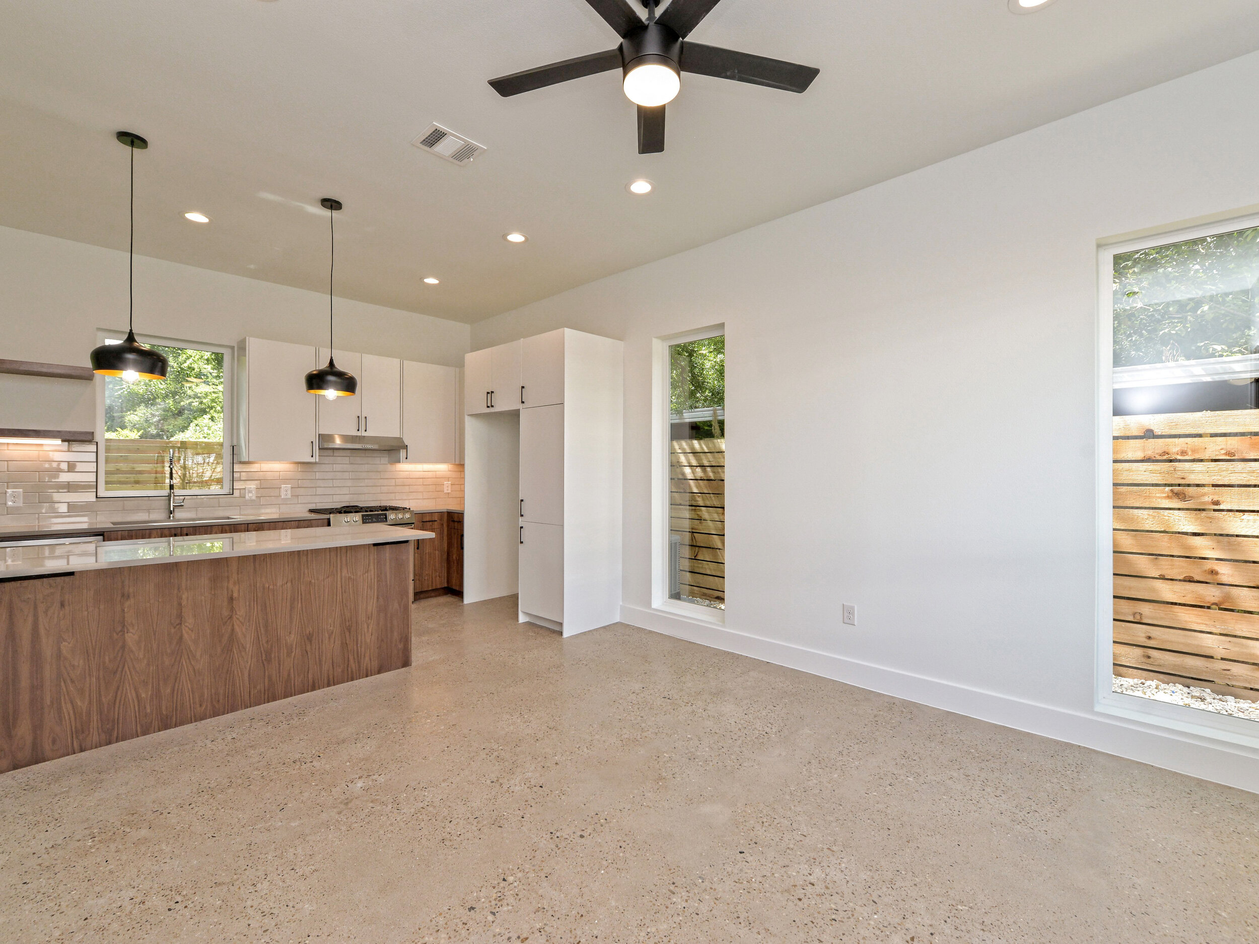 Living room open to the kitchen