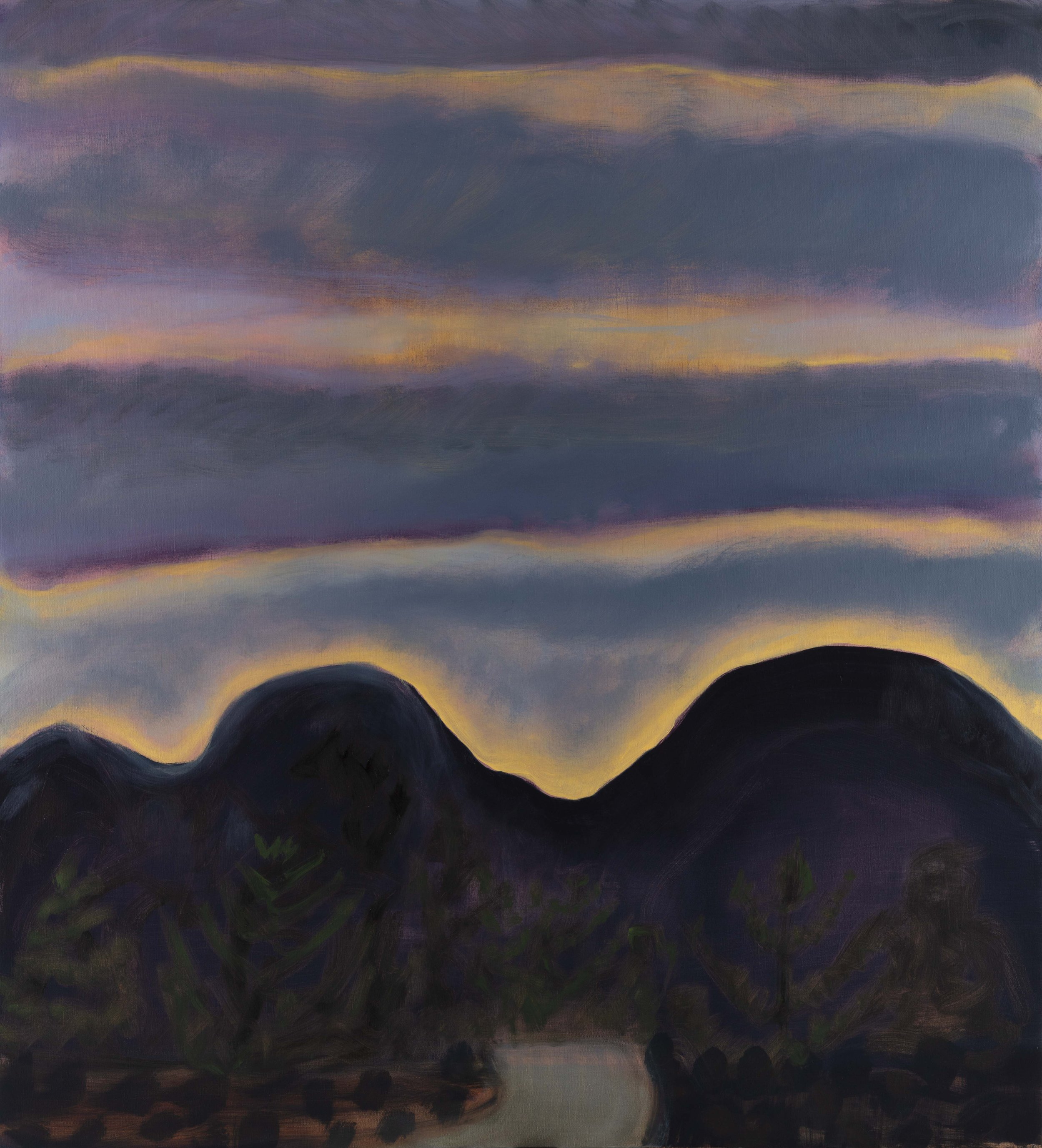 Road to Mountain , 2022, oil on linen, 53 x 43 inches