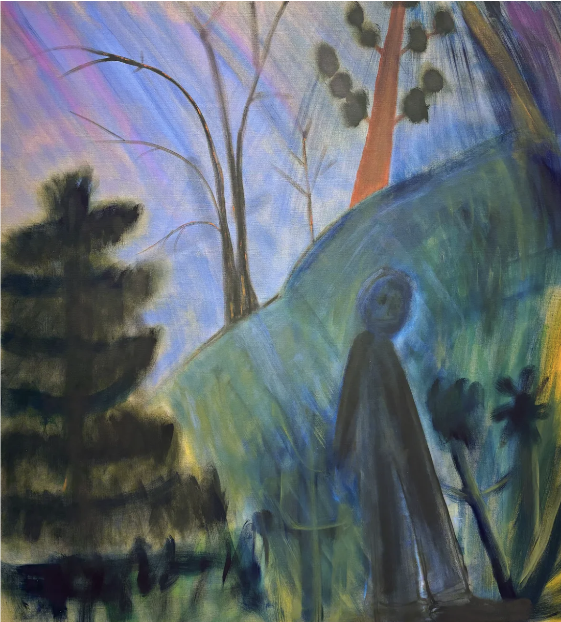   Thinking , 2026, oil on linen, 70 x 63 inches 