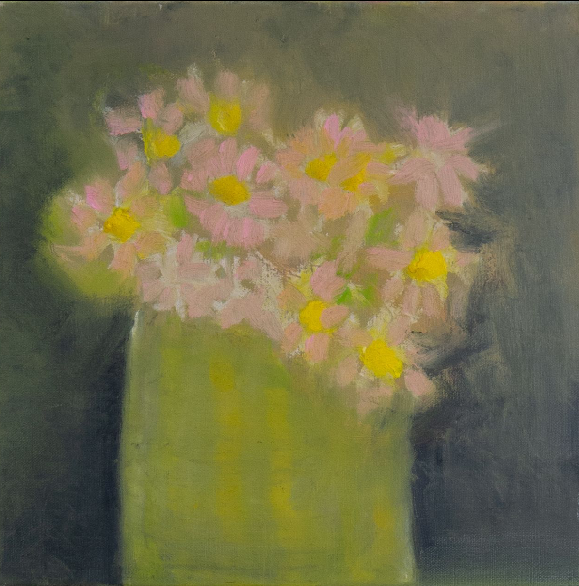   Flowers from a Friend , 2026, oil on linen, 10 x 10 inches 