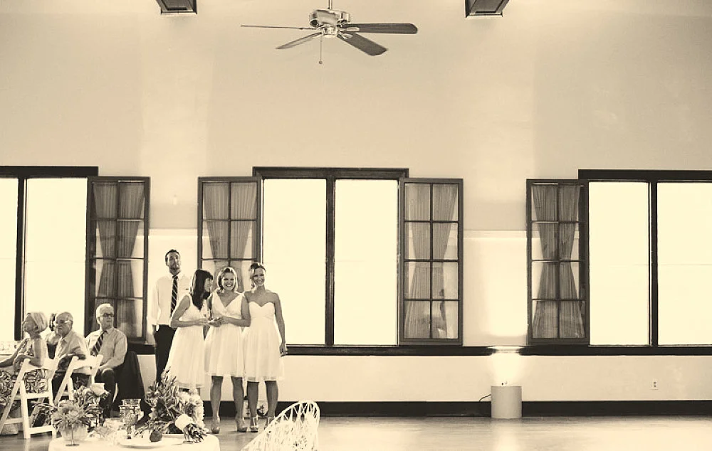 Future brides are ready for the first dance at wedding reception