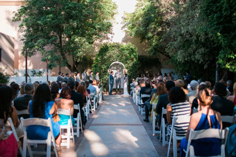 Wedding Ceremony in Outdoor Garden Courtyard