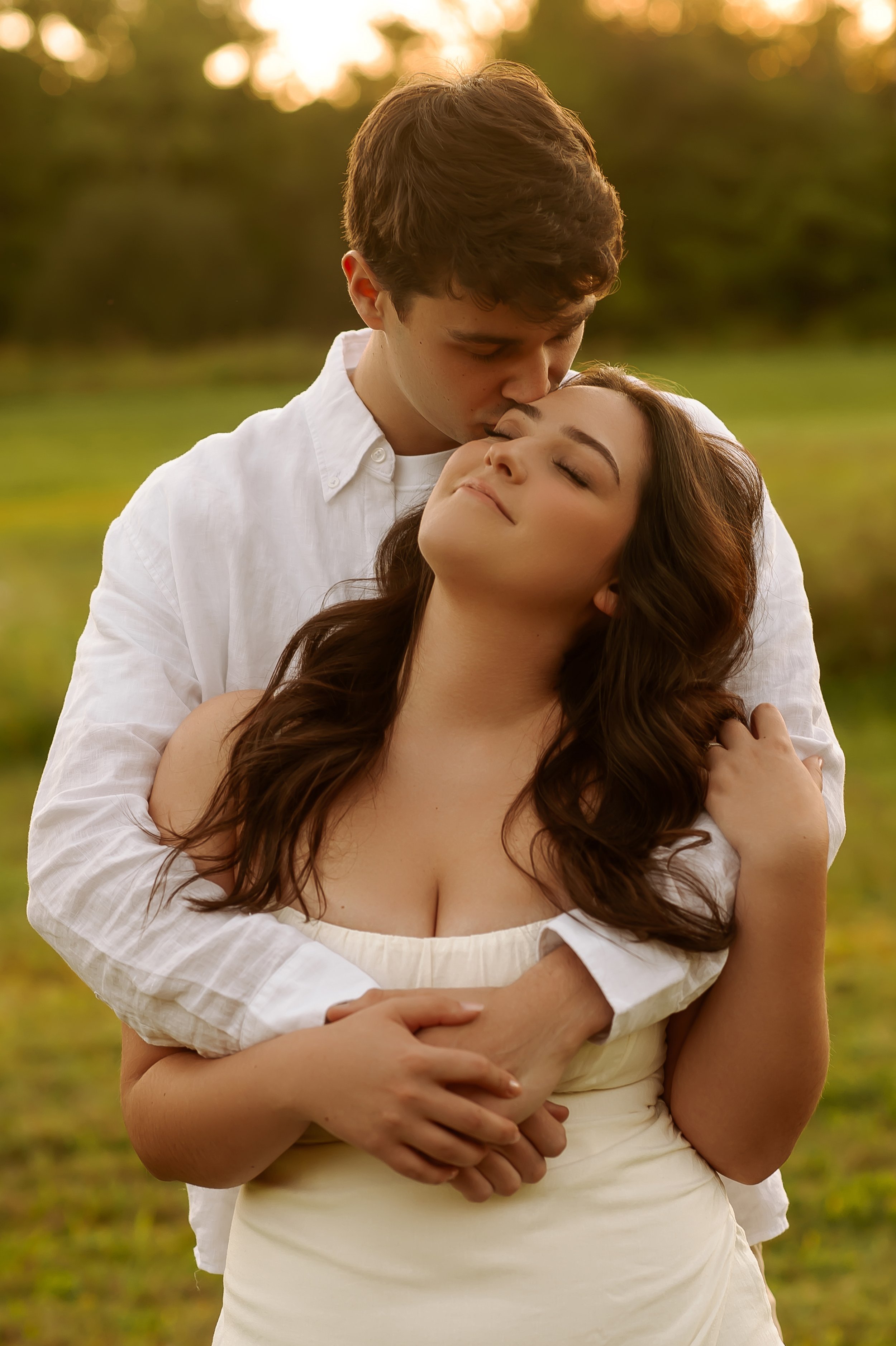 romantic flower farm Engagement  session
