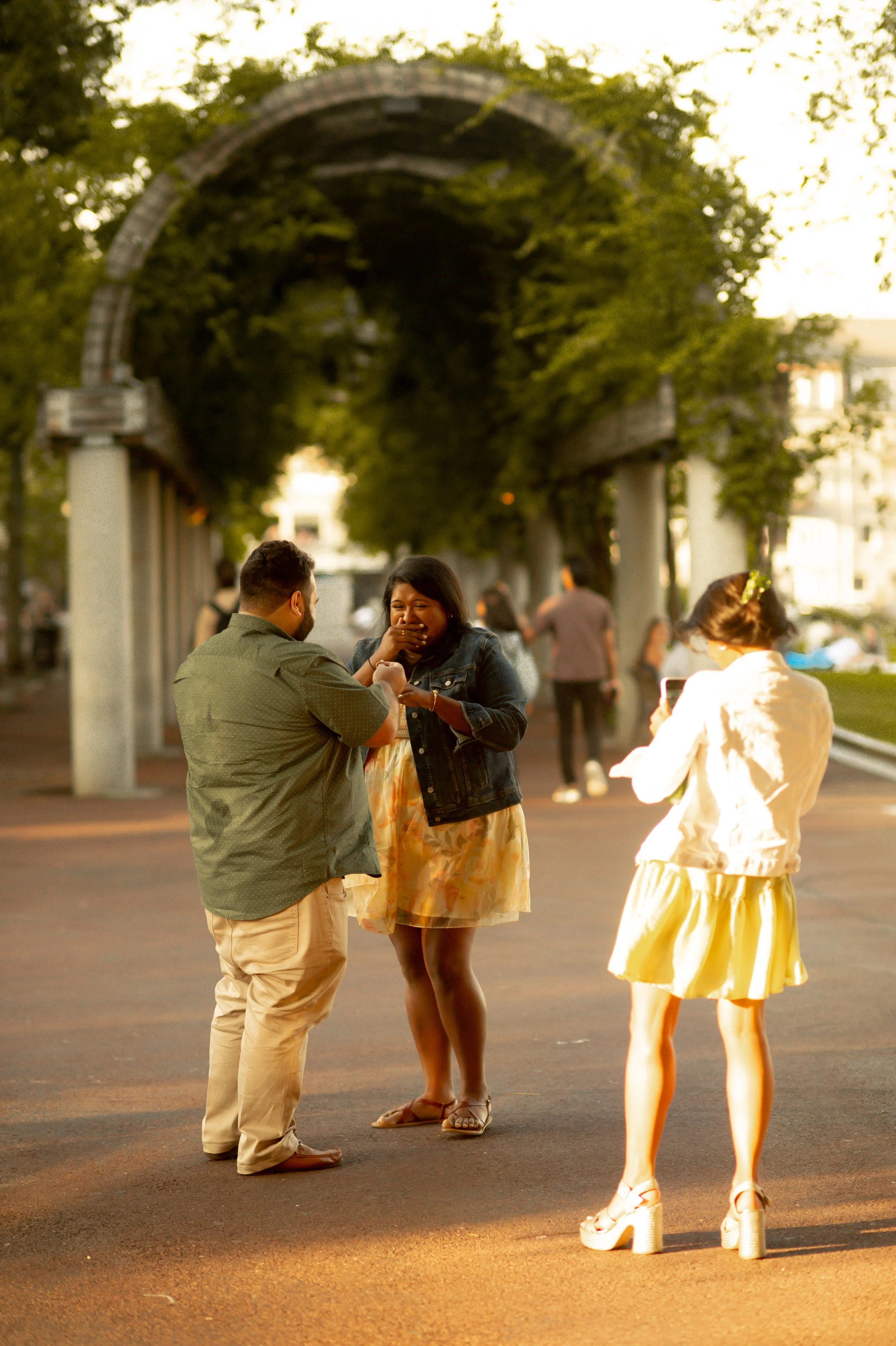 Romantic Boston Harbor Proposal at Golden Hour