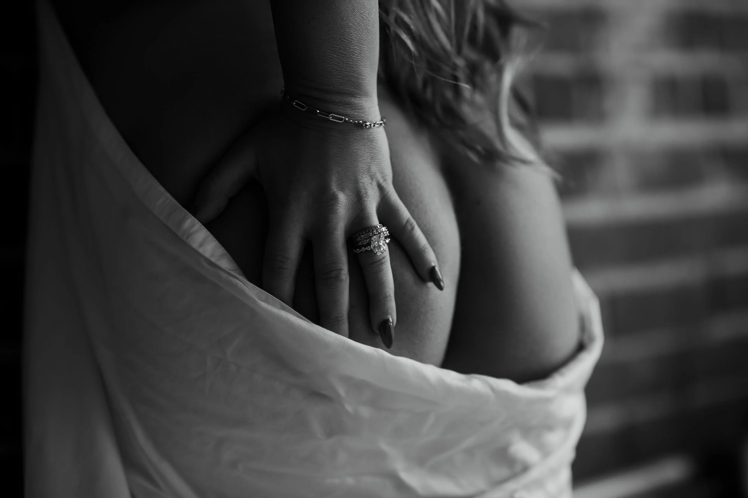 bridal boudoir photography in Boston studio during quickie session